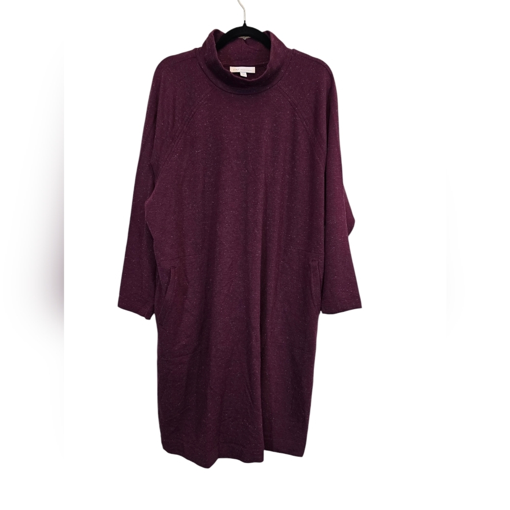 Purejill XL Cotton Blend Stretchy Fleece Tranquility Mock Neck Tunic Dress